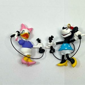 Vintage 1999 hallmark miniature girl talk Minnie Mouse & Daisy Duck Ornaments